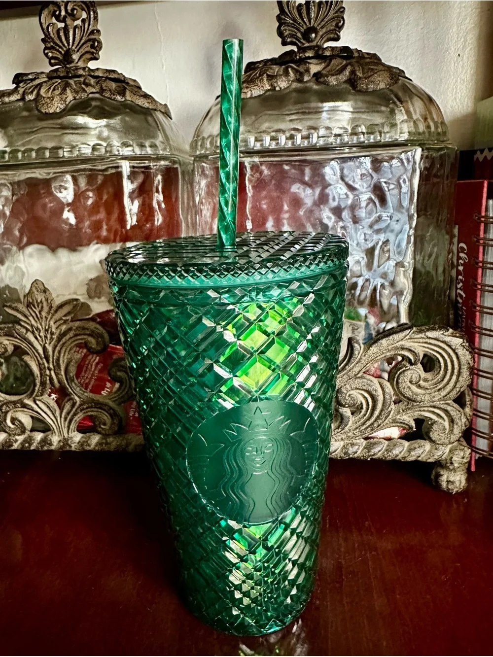 💯 Starbucks Green-Blue Textured Iridescent Tumbler with Embossed Siren / 16 oz.